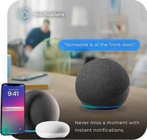 Wired Smart Doorbell Kit, White, Black, Plastic, Chime, Button, 2 Melodies, Muted Option, Notifications, No Hub Required, Wi-Fi