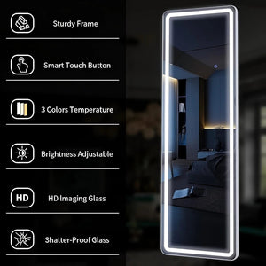 60" X 16" LED Full Length Mirror Floor Mirror Wall Mounted,White