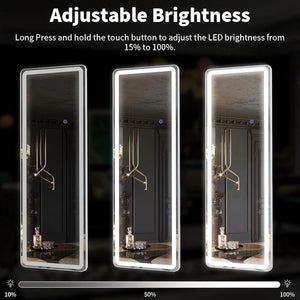 60" X 16" LED Full Length Mirror Floor Mirror Wall Mounted,White