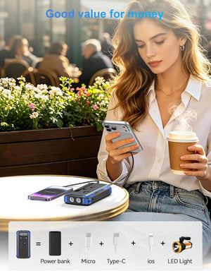 Solar Power Bank 40000Mah PD20W Fast Charging Portable Solar Charger