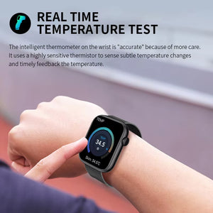 New Women Smart Watch 1.85 Full Touch Bluetooth Call Smart Wristwatch Body Temperature Watch Sports Bracelet Men Smartwatch