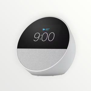 Echo Spot (2024 Release) Smart Alarm Clock with Vibrant Sound plus Alexa, Glacier White