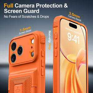 iPhone 17 Pro Max Wallet Case with Card Holder (4-5 Cards), Privacy Screen Protector, RFID Blocking, Kickstand, Military Drop Protection, and Full Camera Protection