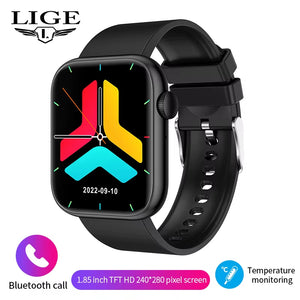 New Women Smart Watch 1.85 Full Touch Bluetooth Call Smart Wristwatch Body Temperature Watch Sports Bracelet Men Smartwatch
