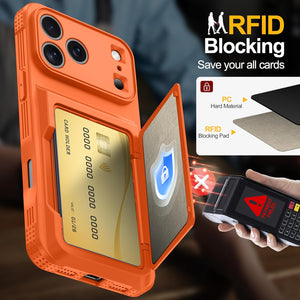 iPhone 17 Pro Max Wallet Case with Card Holder (4-5 Cards), Privacy Screen Protector, RFID Blocking, Kickstand, Military Drop Protection, and Full Camera Protection