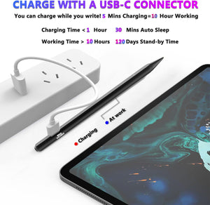 Premium Rechargeable Fine Tip 1.4mm Stylus for iPad & iPhone - Perfect for Drawing and Writing!