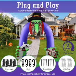 Halloween Inflatables Giant 11Ft Tall Creepy Witch Arch Outdoor Decorations