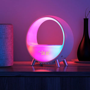 Arches Gradual Sunrise Alarm Clock with Wireless Charging, Sunset White Noise Sound Machine Loud Sunsire Alarm Clock for Heavy Sleepers Smart Ambient Lamp Sunrise App/Touch Control 2.4G Wifi