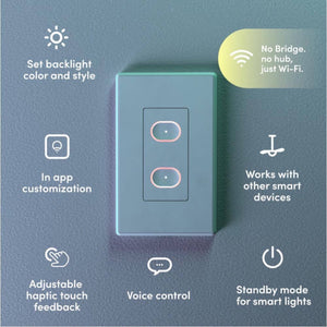 60-Watt Equivalent Smart 2-A19 LED Light Bulbs and 1-Switch Kit, Works with Alexa/Hey Google/Homekit Multi-Color(1-Pack)