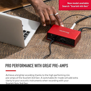 Scarlett Solo Studio 3Rd Gen USB Audio Interface Bundle for the Guitarist, Vocalist or Producer with Condenser Microphone and Headphones for Recording, Songwriting, Streaming and Podcasting