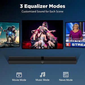Sound Bar for TV, 2-In-1 Detachable Soundbar with Auto Volume Boost, TV Speakers with 3 EQ Modes, Bluetooth 5.3/Arc/Opt/Aux Connection for Pc/Gaming/Projectors