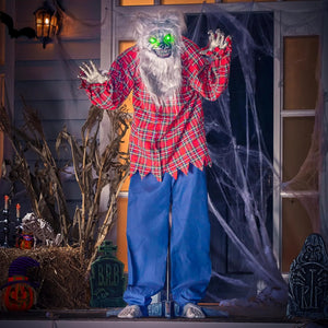 63" Standing Werewolf Large Halloween Decorations Outdoor, Scary Life Size Animatronics, Sound & Motion Activated with LED Eyes, Moving Arms and Creepy Sound, for Haunted House Decor Yard Patio