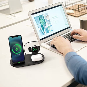 3 in 1 Wireless Charging Station for Apple Product, Wireless Charging Pad for Apple Watch, Airpods Pro/2, Wireless Charger Stand for Iphone 12/12 Pro/12 Pro Max/Se2(No Included Iwatch Cable)
