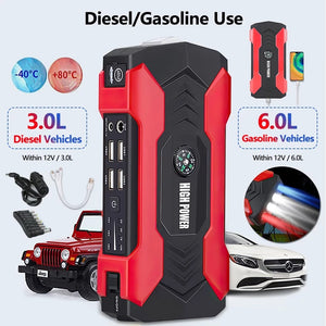 Car Jump Starter, 28000Mah 600A 12V Portable Charger Power Bank for Car Booster Battery with LED Flash Light