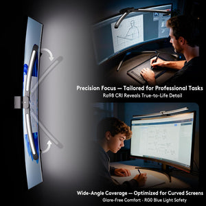 Curved Monitor Light Bar for 34"+ Ultrawide, Curve-Matching Pivoting