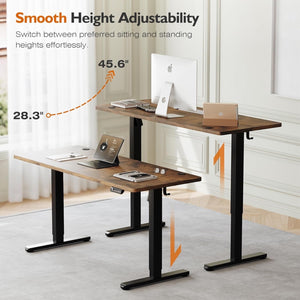Electric Standing Desk 55X24 Inches,Height Adjustable Sit Stand up Desk for Home Office, Ergonomic Computer Workstation with 178LBS Load Capacity & Quiet Motor, Two-Piece Desktop, Rustic Brown