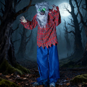 63" Standing Werewolf Large Halloween Decorations Outdoor, Scary Life Size Animatronics, Sound & Motion Activated with LED Eyes, Moving Arms and Creepy Sound, for Haunted House Decor Yard Patio