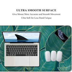 Desk Pad, XL Extended Large Gaming Mouse Pad 31.5 X 11.8 Inch, Waterproof Mousepad with Stitched Edge, Non-Slip Computer Keyboard Laptop Mat for Women Men Office Work, Teal Tropical Leaves