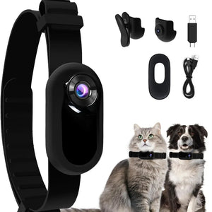 Experience Life Through Your Pet's Eyes with the HD 1080P Mini Action Cam Collar for Dogs & Cats - Wireless Tracking & Video Recording
