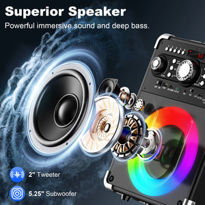 Karaoke Machine, Bluetooth Speaker with Microphone and Light, 3 Wireless Karaoke Microphone, Home Karaoke System, S8-T
