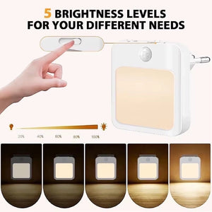 Night Light Motion Sensor with LED Light EU/US Plug Lamps Children'S Night Light Wireless Night Lamp for Bedside Table Bedroom