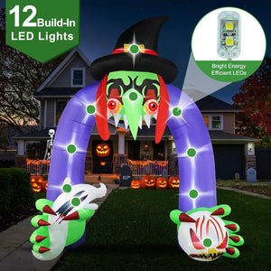 Halloween Inflatables Giant 11Ft Tall Creepy Witch Arch Outdoor Decorations