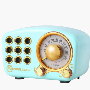 Retro Bluetooth Speaker, Vintage Radio- FM Radio with Old Fashioned Classic Style, Strong Bass Enhancement, Loud Volume, Bluetooth 5.0 Wireless Connection, TF Card and MP3 Player (Blue)