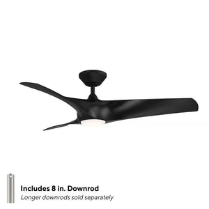 Zephyr 52 In. Smart Indoor/Outdoor Matte Black Standard Ceiling Fan Downrod Mount 4CCT Integrated LED with Remote