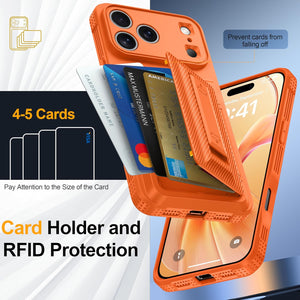 iPhone 17 Pro Max Wallet Case with Card Holder (4-5 Cards), Privacy Screen Protector, RFID Blocking, Kickstand, Military Drop Protection, and Full Camera Protection