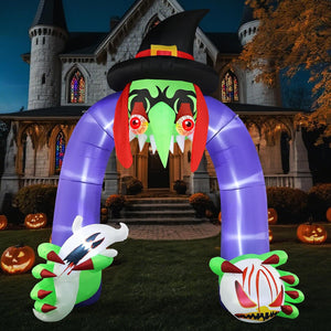 Halloween Inflatables Giant 11Ft Tall Creepy Witch Arch Outdoor Decorations