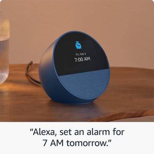 Echo Spot (2024 Release) Smart Alarm Clock with Vibrant Sound plus Alexa, Glacier White
