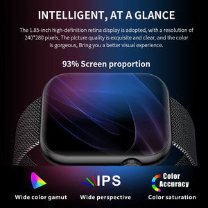 New Women Smart Watch 1.85 Full Touch Bluetooth Call Smart Wristwatch Body Temperature Watch Sports Bracelet Men Smartwatch