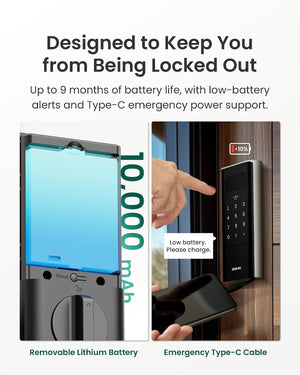 Palm Vein Smart Lock, K140Plus Rechargeable Wifi Keypad Deadbolt