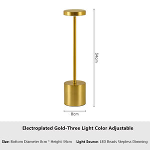 Rechargeable LED Desk Lamp Metal Dimmable Touch Table Lamp 3 Color Temperatures Bedside Creative Ambient Light Bar Hotel Decor