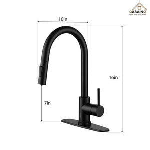 Single Handle Smart Touchless Pull-Down Sprayer Kitchen Faucet with Deck Plate in Matte Black