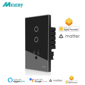 Matter Smart Outlet WIFI Tuya US Plug Glass Panel Voice Remote, Light Switch Works with Smart Home Assistants