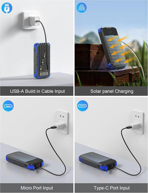 Solar Power Bank 40000Mah PD20W Fast Charging Portable Solar Charger