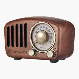 Vintage Walnut Wood Bluetooth Speaker Radio - Retro Style, Bass Enhancement, Loud Volume, Bluetooth 5.0, MP3 & FM Radio