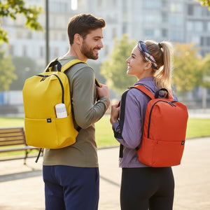 Hostecno Xiaomi Mi 10L waterproof yellow and orange unisex polyester backpacks with side pockets.