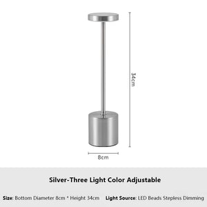 Rechargeable LED Desk Lamp Metal Dimmable Touch Table Lamp 3 Color Temperatures Bedside Creative Ambient Light Bar Hotel Decor
