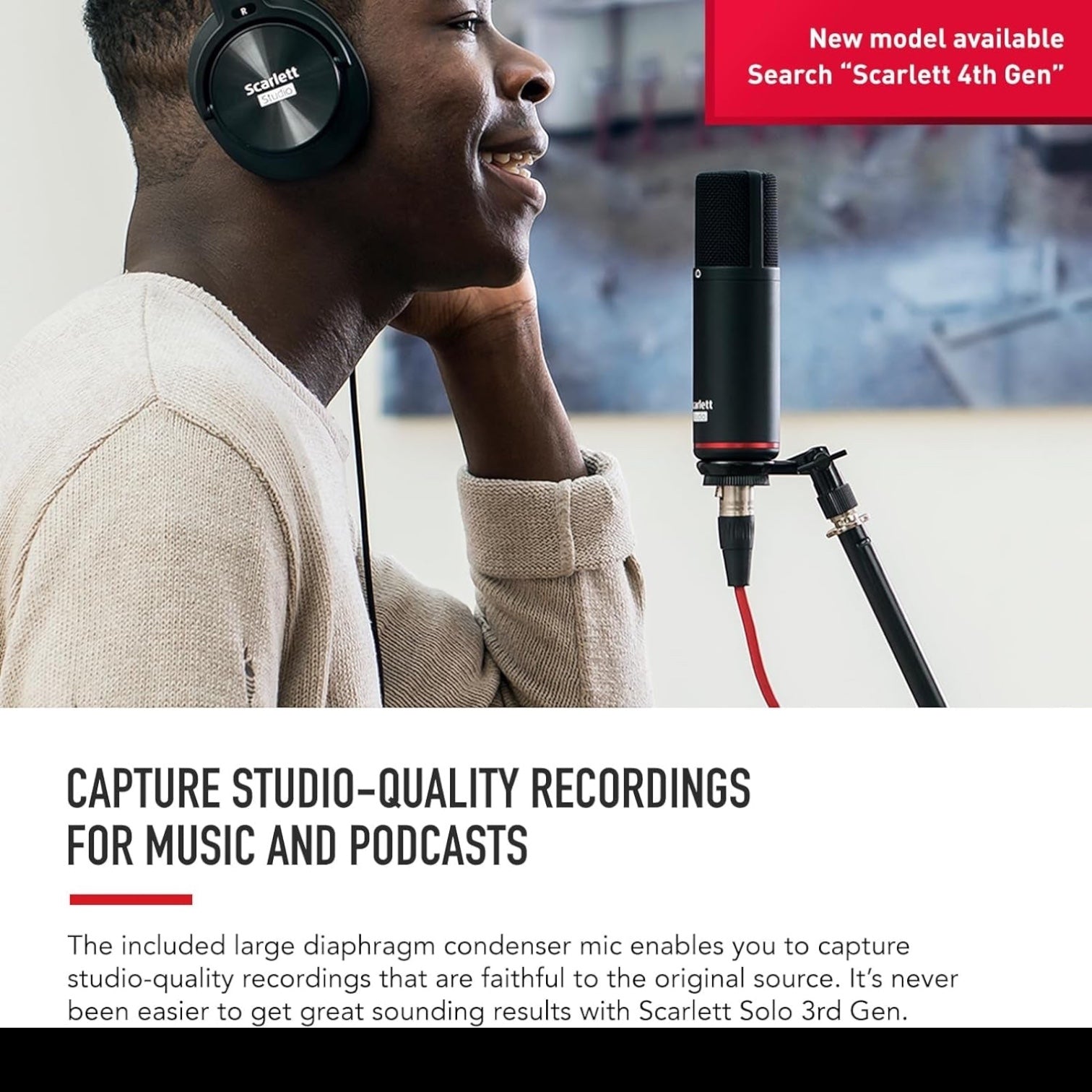 Scarlett Solo Studio 3Rd Gen USB Audio Interface Bundle for the Guitarist, Vocalist or Producer with Condenser Microphone and Headphones for Recording, Songwriting, Streaming and Podcasting