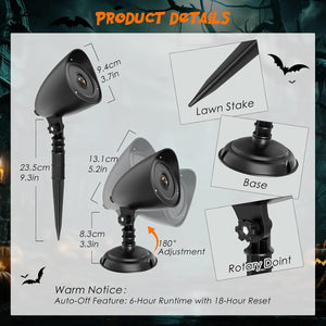 Halloween Projector Light Outdoor, Dynamic Red Skull Halloween Decorations