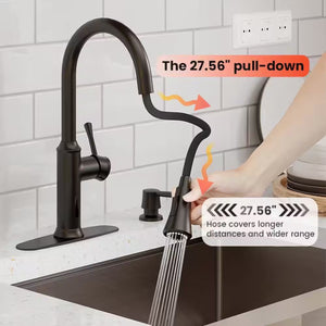 Single Handle Smart Touchless Pull-Down Sprayer Kitchen Faucet with Voice Control in Matte Black