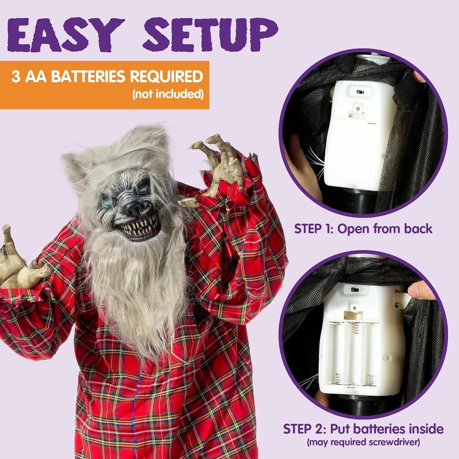 63" Standing Werewolf Large Halloween Decorations Outdoor, Scary Life Size Animatronics, Sound & Motion Activated with LED Eyes, Moving Arms and Creepy Sound, for Haunted House Decor Yard Patio