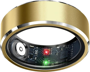 Smart Health Monitoring Ring with Sleep Tracking, Heart Rate Monitoring, Waterproof Fitness Features, Activity Tracking for Steps, Distance, and Calories, Air Gesture Control, Up to 7-Day Battery Life, Compatible with iOS and Android (Light Gold, Size #12)