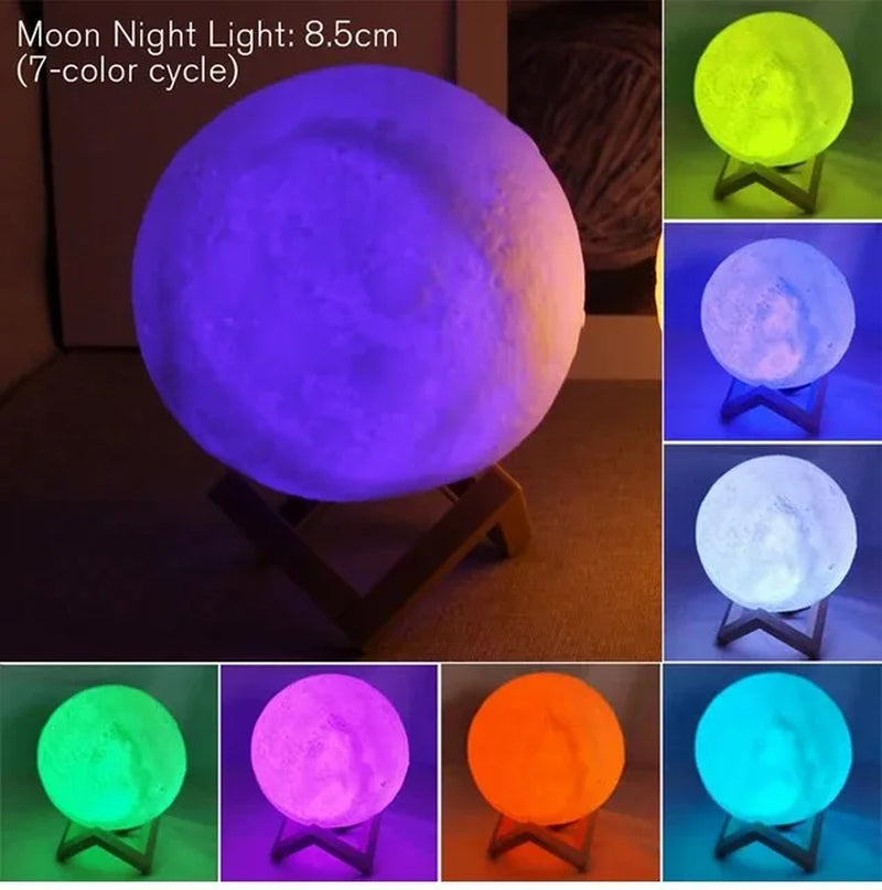 Enchanting 8cm Moon Lamp LED Night Light - Perfect Battery-Powered Starry Decor for Kids' Bedrooms and Holiday Gifts