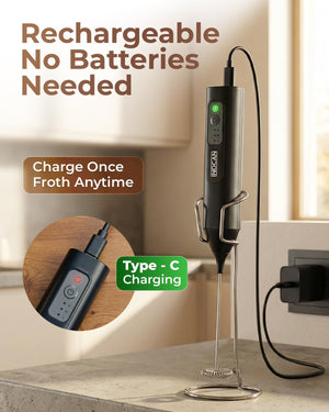 Rechargeable Milk Frother Handheld, Electric Coffee Frother Wand