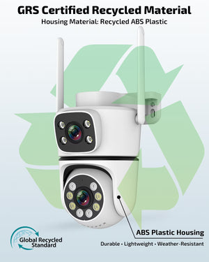 5MP Dual Lens Wireless Security Camera Outdoor, 360° PTZ Wifi Surveillance Cam with Color Night Vision