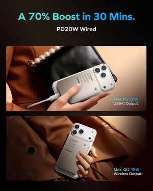 Qi2 Magnetic Power Bank, 10000Mah Everyday Portable Charger