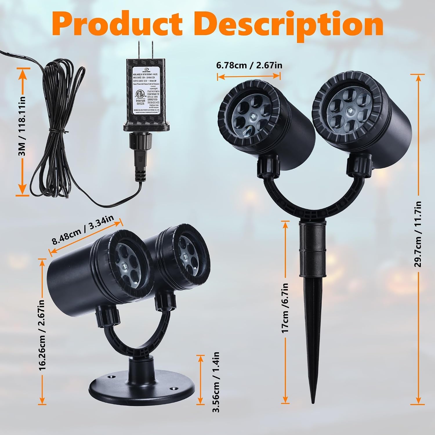 Halloween Projector Lights Outdoor, Double Head Dynamic Halloween Lights Projector with Timer, Waterproof Ghost Skeleton Devil Pumpkin Light for Home Window Wall Decor